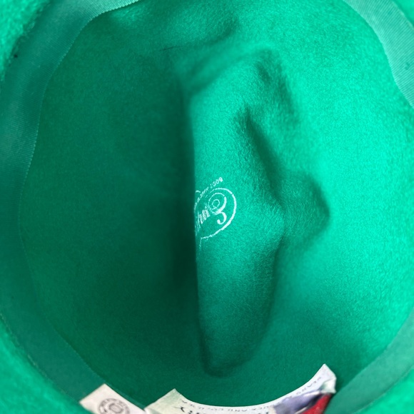 Vintage forest green faux fur felt bucket hat size 21.5” Sears Fashion Millinery - Picture 8 of 10